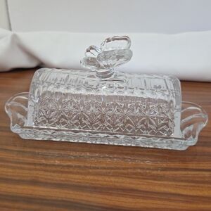 Elegant Glass Butter Dish with Butterfly Lid
